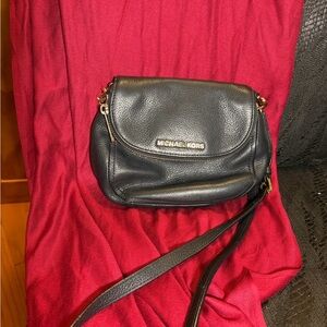 Michael Kors Bedford Black Crossbody Bag with Gold Accents
